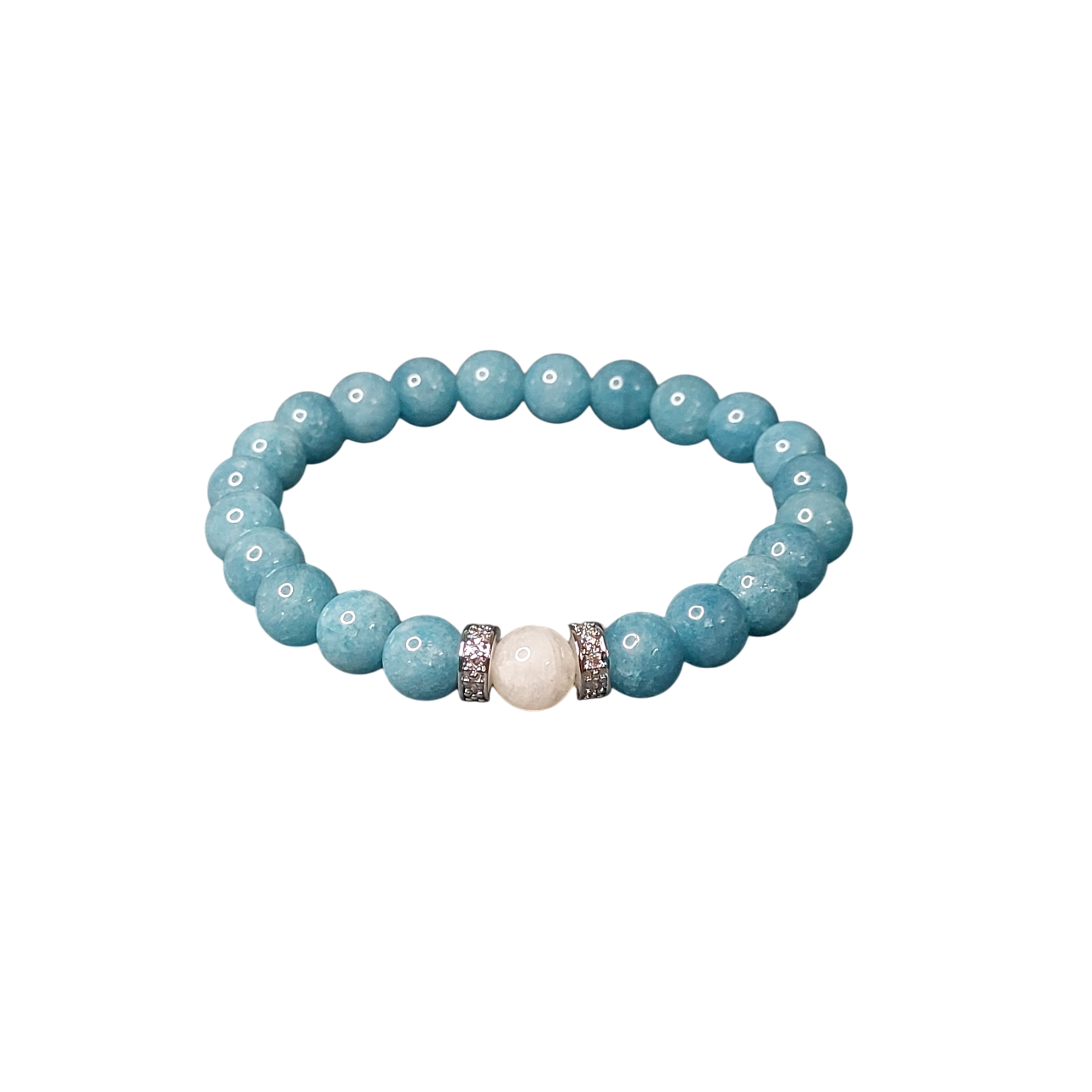 Браслет з аквамарину та місячного каміння